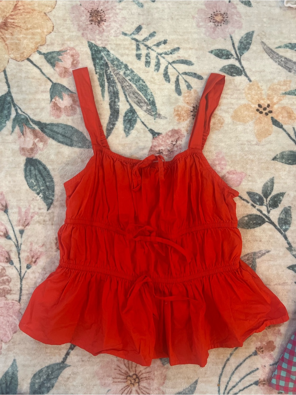Women’s Red Ruffled Tank Top